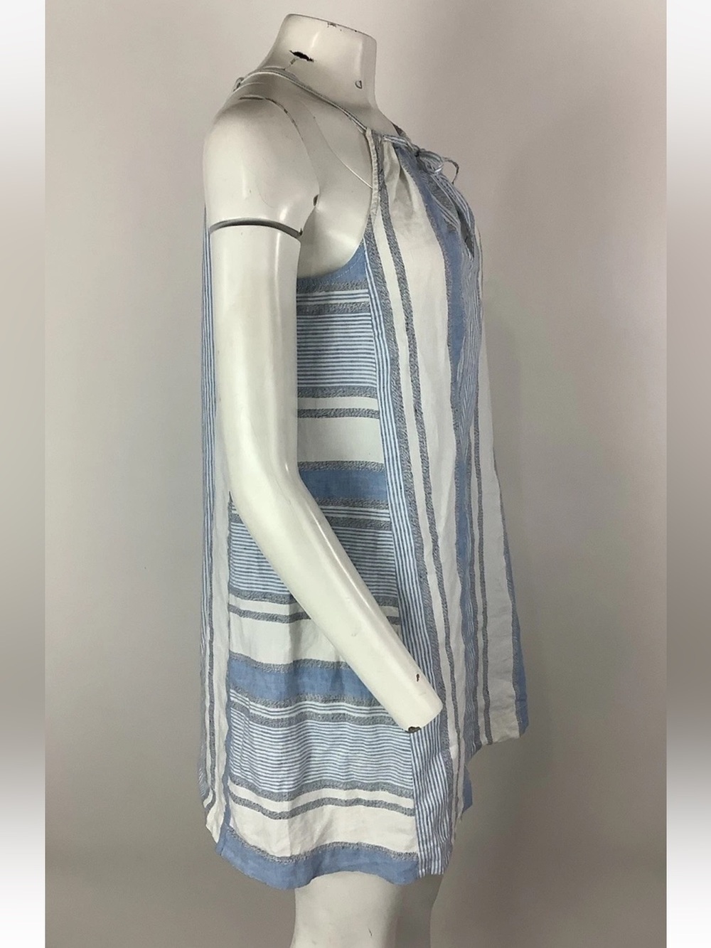 Lou & Grey Sz S Cotton Linen Lightweight Travel Beach Vacation Dress Blue - Picture 2 of 5